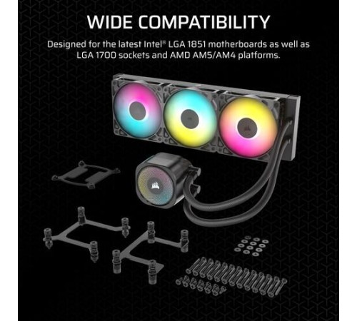 Система жидкостного охлаждения/ Water Cooling System Corsair NAUTILUS 360 ARGB (360mm, Black, ARGB/ Fans: 3x120mm, 72.8CFM, 36dBA, 1700RPM/ S: 1851, 1700, AM5, AM4) Система жидкостного охлаждения/ Water Cooling System Corsair NAUTILUS 360 ARGB (360mm, Black, ARGB/ Fans: 3x120mm, 72.8CFM, 36dBA, 1700RPM/ S: 1851, 1700, AM5, AM4)