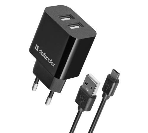 Defender Сетевой адаптер UPC-21 2xUSB,5V/2.1А кабель microUSB