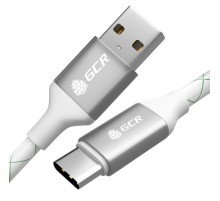 GCR Кабель 1.0m TypeC, для Samsung, ОS Android, быстрая зарядка, белый, AL корпус серебро, белый ПВХ, 28/24 AWG, GCR-52268