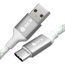 GCR Кабель 1.0m TypeC, для Samsung, ОS Android, быстрая зарядка, белый, AL корпус серебро, белый ПВХ, 28/24 AWG, GCR-52268