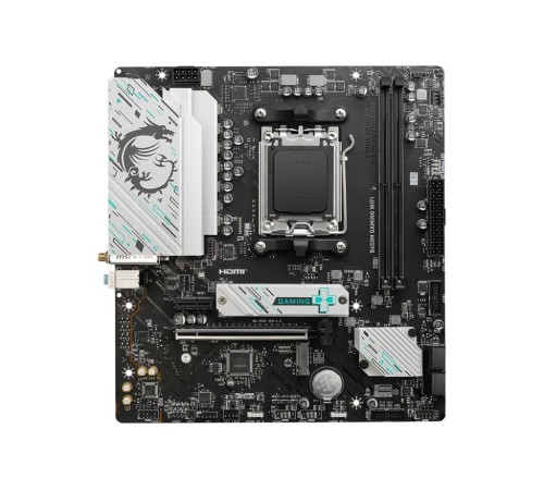 Материнская плата/ MB MSI AMD B650 sAM5, 2xDDR5(128GB), HDMI 2.1/DP, 1xPCIe 4.0x16, 1xPCIe 3.0, 1xLAN (2.5GbE), Wi-Fi, BT, 4xSATA 6Gb/s, 2xM.2, 1xUSB-C, 3xUSB 3.2, 2xUSB 2.0, mATX Материнская плата/ MB MSI AMD B650 sAM5, 2xDDR5(128GB), HDMI 2.1/DP, 1xPCIe 4.0x16, 1xPCIe 3.0, 1xLAN (2.5GbE), Wi-Fi, BT, 4xSATA 6Gb/s, 2xM.2, 1xUSB-C, 3xUSB 3.2, 2xUSB 2.0, mATX