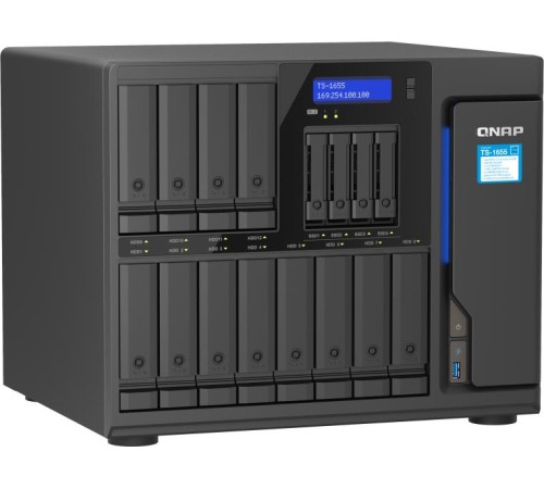 Сетевое хранилище без дисков/ SMB QNAP TS-1655-8G NAS 16-Bay (12x 3.5"/2.5" HDD/SSD bays + 4x 2.5" SSD bays + 2x M.2 2280 SATA slots), Intel Atom C5125 8-core processor, 2.8GHz, 8 GB DDR4 (1 x 8 GB) up to 128 GB (4 x 32 GB), 2x 2.5 GbE BASE Сетевое хранилище без дисков/ SMB QNAP TS-1655-8G NAS 16-Bay (12x 3.5"/2.5" HDD/SSD bays + 4x 2.5" SSD bays + 2x M.2 2280 SATA slots), Intel Atom C5125 8-core processor, 2.8GHz, 8 GB DDR4 (1 x 8 GB) up to 128 GB (4 x 32 GB), 2x 2.5 GbE BASE
