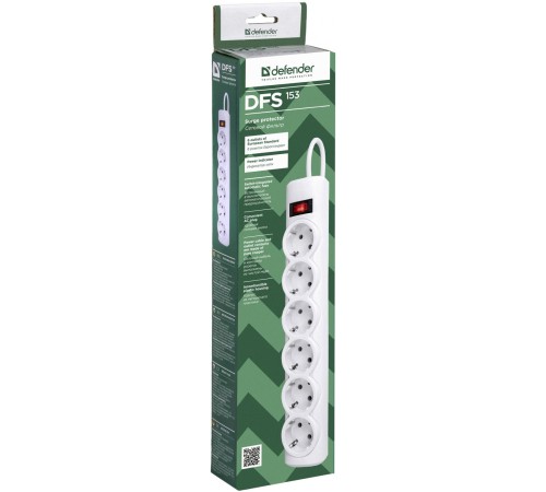 Сетевой фильтр Defender DFS 153 3 м, белый, 6 розеток/ Surge Protector Defender DFS 153 3m, white, 6 outlets Сетевой фильтр Defender DFS 153 3 м, белый, 6 розеток/ Surge Protector Defender DFS 153 3m, white, 6 outlets
