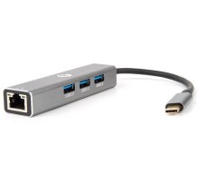 Кабель-концентратор/ Кабель-концентратор USB 3.1 Type-Cm --> RJ-45+3port USB3.0(f)  Aluminum Shell VCOM <DH311A>