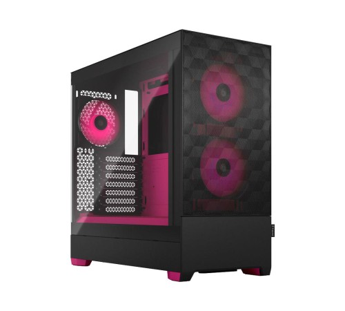 Корпус ПК без блока питания/ Case Fractal Design Pop Air RGB Magenta Core TG Clear Tint, Midi-Tower, 3x120mm RGB, 2xUSB-A 3.2 ATX, mATX, mITX Black/Magenta