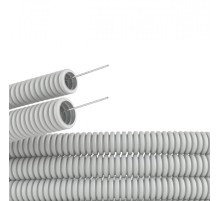 Труба ПВХ гибкая гофр. д.40мм, тяжёлая с протяжкой, 20м, цвет серый