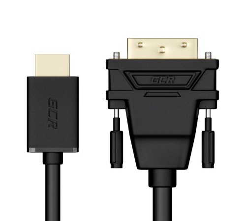 GCR Кабель 20.0m HDMI-DVI черный, OD8.0mm, 28 AWG, позолоченные контакты, 19M / 25M Dual Link, тройной экран