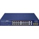 коммутатор/ PLANET GSD-2022P 16-Port 10/100/1000T 802.3at PoE + 2-Port 10/100/1000T + 2-Port 1000X SFP Unmanaged Gigabit Ethernet Switch (185W PoE Budget, Standard/VLAN/Extend mode, supports PD alive check, desktop size with rackmount kit)