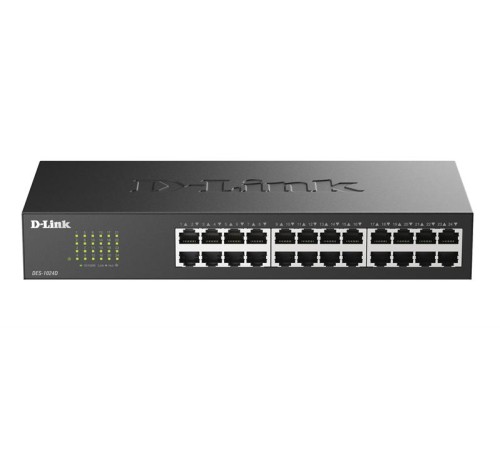 Коммутатор D-Link Неуправляемый коммутатор, 24x100Base-TX, корпус металл