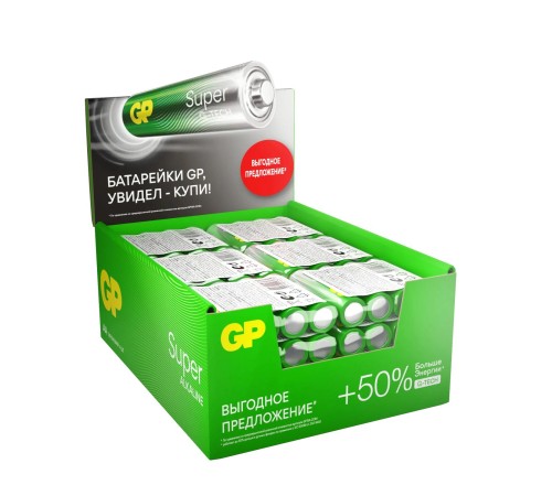 Батарейка АА Алкалиновые батарейки GP Super Alkaline G-Tech 15А АA - 4 шт. в пленке (4 шт.)