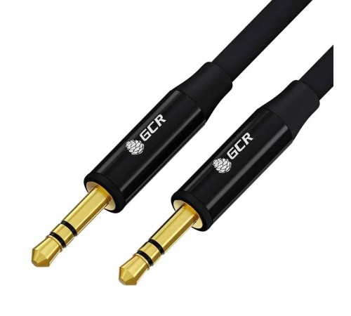 GCR Кабель 0.5m аудио jack 3.5mm/jack 3.5mm черный, GOLD, AL case черный, M/M, GCR-54759