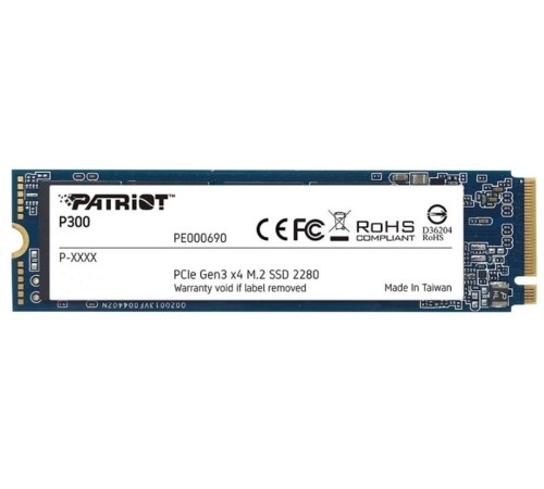 Твердотельный накопитель Patriot SSD P300 256GB M.2 2280 NVMe PCIe 3.0 x4 R1700/W1100 TBW 120TB 3D NAND Твердотельный накопитель Patriot SSD P300 256GB M.2 2280 NVMe PCIe 3.0 x4 R1700/W1100 TBW 120TB 3D NAND