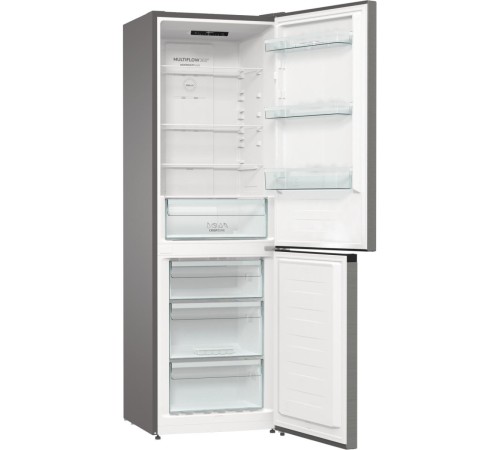 Холодильник Gorenje/ Холодильник Gorenje, отдельностоящий, объем 320 л (210+110 л), No Frost Plus, Multiflow 360, быстрое замораживание, цифровой дисплей, электронное управление, энергоэффективность А++, уровень шума 38 дБ, цвет нержавеющая сталь