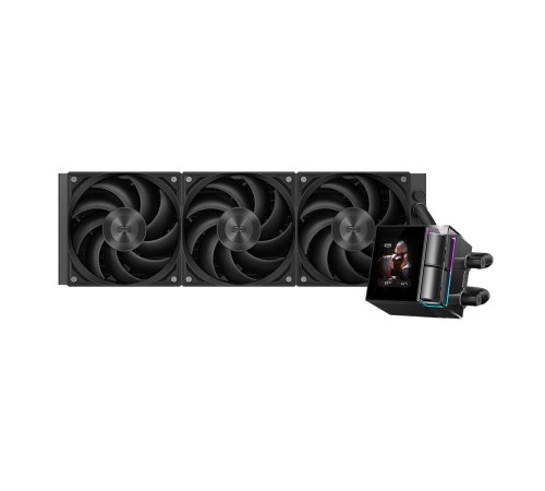 Система охлаждения/ Water Cooling System PCCooler DS360 Display BK (310W, 360mm, LED, Black, ARGB Pump/ Fans: 3x120mm, 90.56CFM, 39.8dBA, 2500RPM/ Pump height 65mm, 15dBA, 2600RPM, Rad thickness 27mm/ S: 1851, 1700, 1200, 115X, AM5, AM4)