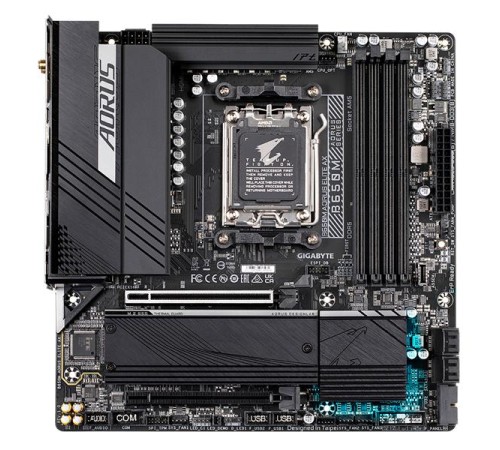 Материнская плата GIGABYTE B650M AORUS ELITE AX, AM5, B650, 4*DDR5, 4*SATA, 2*M.2, 7*USB 3.2, 4*USB 2.0, Type-C, 1*PCIx16, 1*PCIx1, DP+HDMI, mATX