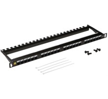 Патч-панель Патч-панель 19" компактная, неэкранированная, 24 порта RJ45, кат.6, 0.5U, с задним органайзером