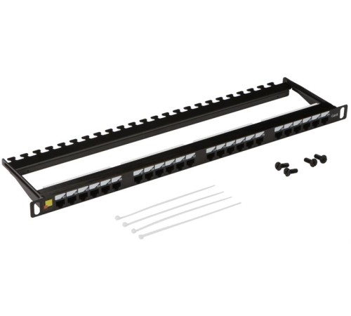 Патч-панель Патч-панель 19" компактная, неэкранированная, 24 порта RJ45, кат.6, 0.5U, с задним органайзером