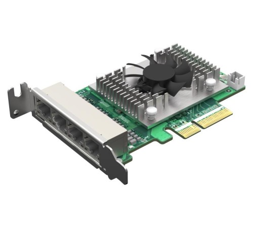 Сетевая карта/ QNAP QXG-2G4T-I225 4-port 2.5 GbE network expansion card, Controller I225-LM,  PCIe Gen2 x4, 3 x Brackets included (Full-height, Low-profile and Specialized for QNAP NAS)