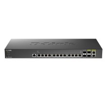 коммутатор D-Link PROJ Настраиваемый L2+ коммутатор, 12x10GBase-T, 2x10GBase-X SFP+, 2xCombo 10GBase-T/SFP+, CLI, консольный порт RJ-45