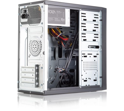 Корпус с блоком питания 450Вт./ Case Forza mATX, 450W, 2xUSB3.0, Black, w/o FAN, 12 cm fan PSU, power cord