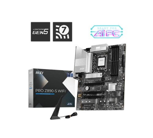Материнская плата MSI PRO Z890-S WIFI, Z890,LGA1851,4DDR5,4PCI-Ex16,3M.2,1USB 40G,2USB 20G,8USB 5G, 4USB 2.0