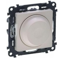 Valena LIFE. Светорегулятор с поворотной ручкой универсальный 300Вт без нейтрали. С лицевой панелью. Слоновая кость