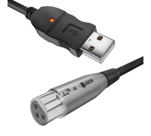 GCR Кабель 3.0m микрофонный USB/XLR черный, GCR-53044