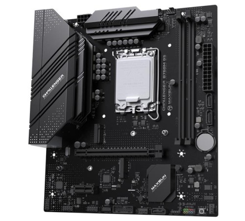 Материнская плата MAXSUN MS-Challenger B760M D5, LGA1700, B760, 2*DDR5, 3*SATA3, 3*M.2, 2*USB 3.2, 6*USB 2.0, 1*PCIEx16, 1*PCIEx1, VGA+HDMI, mATX