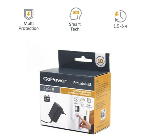 З/У для свинцово-кислотных аккумуляторов 6 и 12V GoPower ProLab 6-12 1.0A (1/100)