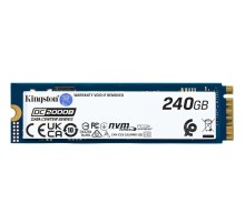 Твердотельный накопитель/ Kingston SSD DC2000B 240GB, M.2 22x80mm, NVMe, PCIe Gen 4x4, 3D TLC, R/W 4500/400MB/s, IOPs 260 000/18 000, TBW 175, DWPD 0.4 (12 мес)
