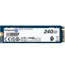 Твердотельный накопитель/ Kingston SSD DC2000B 240GB, M.2 22x80mm, NVMe, PCIe Gen 4x4, 3D TLC, R/W 4500/400MB/s, IOPs 260 000/18 000, TBW 175, DWPD 0.4 (12 мес)