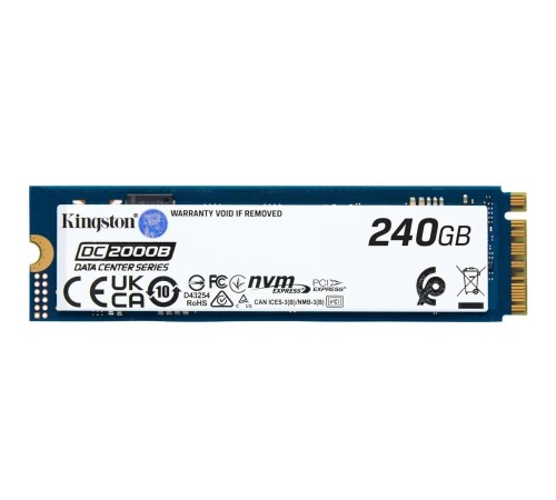 Твердотельный накопитель/ Kingston SSD DC2000B 240GB, M.2 22x80mm, NVMe, PCIe Gen 4x4, 3D TLC, R/W 4500/400MB/s, IOPs 260 000/18 000, TBW 175, DWPD 0.4 (12 мес) Твердотельный накопитель/ Kingston SSD DC2000B 240GB, M.2 22x80mm, NVMe, PCIe Gen 4x4, 3D TLC, R/W 4500/400MB/s, IOPs 260 000/18 000, TBW 175, DWPD 0.4 (12 мес)