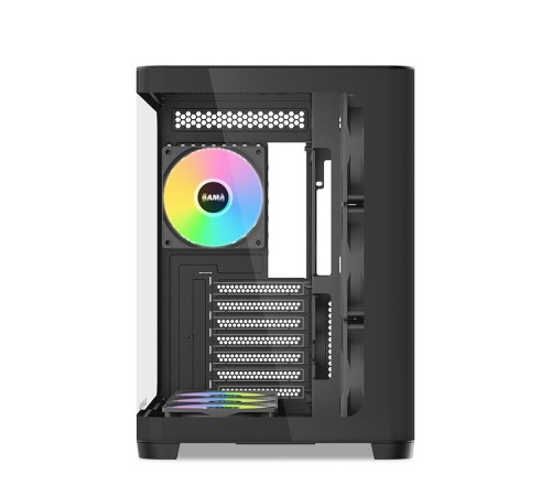 Корпус ПК без блока питания/ Case SAMA V60 Black, Midi-Tower, TG, 7x120mm ARGB, 2xUSB 3.0 + 1xUSB 3.1 Type-C, ATX, mATX, mITX Black