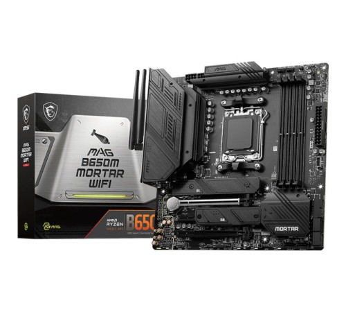 Материнская плата/ MB MSI AMD B650 sAM5, 4xDDR5(256GB), HDMI 2.1/DP, 2xPCIe 4.0x16, 1xPCIe 3.0, 1xLAN (2.5GbE), Wi-Fi, BT, 6xSATA 6Gb/s, 2xM.2, 1xUSB-C, 7xUSB 3.2, mATX Материнская плата/ MB MSI AMD B650 sAM5, 4xDDR5(256GB), HDMI 2.1/DP, 2xPCIe 4.0x16, 1xPCIe 3.0, 1xLAN (2.5GbE), Wi-Fi, BT, 6xSATA 6Gb/s, 2xM.2, 1xUSB-C, 7xUSB 3.2, mATX
