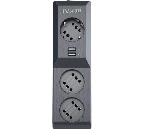 Сетевой фильтр/ Surge protector Pilot 3G 3xGP euro outlets, 10А/2.2кВа, 2xUSB, 3m, grafit Сетевой фильтр/ Surge protector Pilot 3G 3xGP euro outlets, 10А/2.2кВа, 2xUSB, 3m, grafit