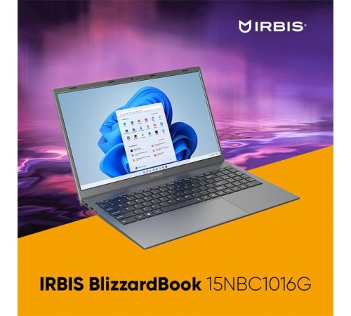 Ноутбук IRBIS Blizzard 15NBC1016 AMD Ryzen R5 5625U, 15.6"LCD 1920*1080P , 16GB sodimm +512GB SSD, AC wifi,  Front camera:  5000mha battery, Windows 11 Pro/METAL/Grey