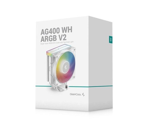 Кулер для процессора DEEPCOOL AG400 WH ARGB V2 LGA1851/1700/1200/115X/AM5/AM4 (18шт/кор, TDP 220W, PWM, ARGB Fan 120mm, 4 тепл. трубки, белый) RET (R-AG400-WHAMMN-GJD)