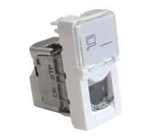  Вставка Mosaic 22.5x45, RJ-45 STP, кат.6, со шторкой и увеличенным окном маркировки, белая