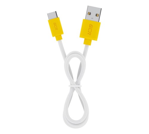 GCR Кабель 1.0m TypeC, белый, желтые коннекторы, быстрая зарядка, 28/24 AWG, GCR-53241
