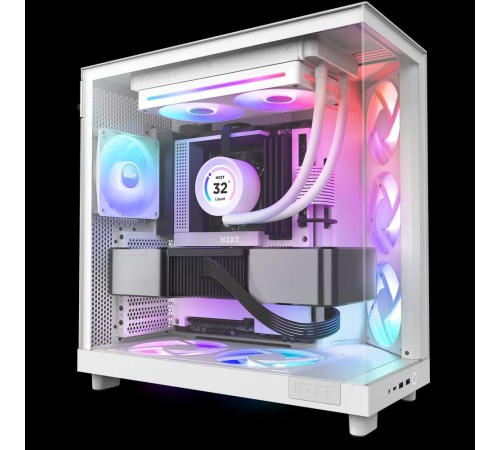 Кулер для корпуса ПК/ Case Cooler NZXT F240 RGB Core (120x120x25mm, 4-pin PWM, RGB, 75.12CFM, 30dBA, 2400RPM, White, Single-Frame RGB Fan Unit)