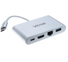 Кабель-адаптер/ Кабель-адаптер USB3.1 Type-CM-->HDMI+USB3.0+RJ45+PD charging  VCOM <CU455>