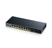 Коммутатор PoE+ Zyxel GS1100-10HP, 8xGE PoE+, 2xSFP, настольный, бесшумный, бюджет PoE 130 Вт, Kensigton lock