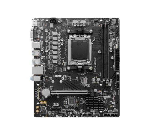 Материнская плата MSI PRO A620M-E,A620,AM5,2DDR5,1PCI-Ex16,1PCI-Ex1,1M.2,4SATA3,6USB3.2 Gen1,6USB2.0,HD Audio