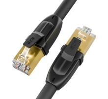 GCR Патч-корд LSZH PROF кат.8 ethernet  30.0m F/FTP, RJ45, CU, 26 AWG, литой, прямой, черный, экранированные коннекторы
