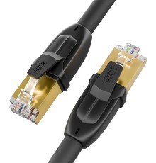 GCR Патч-корд LSZH PROF кат.8 ethernet  30.0m F/FTP, RJ45, CU, 26 AWG, литой, прямой, черный, экранированные коннекторы