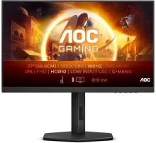 Монитор 27" AOC 27G4X 1920x1080, WLED, 16:9, Fast IPS, 300cd, 1000:1, 80M:1, 1ms, 178/178, HDMI*2, DP, 180Hz, Speakers, HAS, Pivot, Tilt, Swivel, Внут, VESA, Black/Grey, 3y