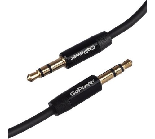 Кабель/ Кабель AUX GoPower Jack 3.5mm (m)-Jack 3.5mm (m) 1.5м TPE черный в пакете (1/400)