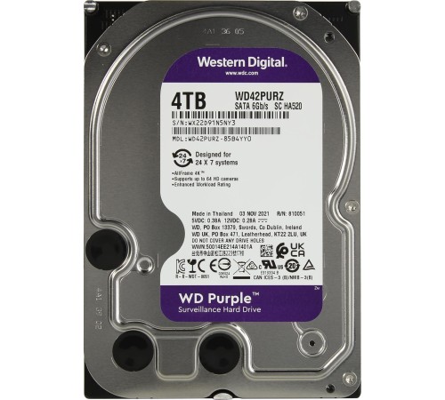 Жесткий диск/ HDD WD SATA3 4TB Purple 5400 RPM 256Mb 1 year warranty Жесткий диск/ HDD WD SATA3 4TB Purple 5400 RPM 256Mb 1 year warranty