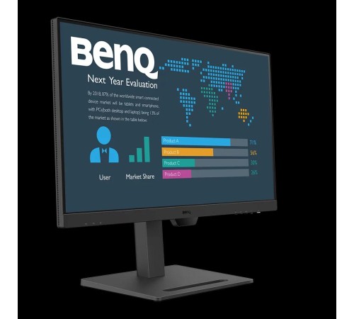 Мониторы/ Benq BL2790QT 27'', 2560x1440, IPS,  60Hz, 20M:1, 250cd, 5ms, 2*HDMI, DP, USB-C (65W)Speakers, Height adj 110, Pivot, Flicker-free; Low Blue Light, 3Y, Black