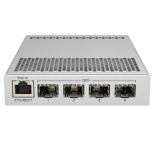 Коммутатор MikroTik Cloud Router Switch 305-1G-4S+IN with 800MHz CPU, 512MB RAM, 1xGigabit LAN, 4 x SFP+ cages, RouterOS L5 or SwitchOS (dual boot), metallic desktop case, PSU
